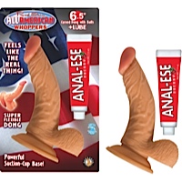 All American Whoppers 6.5" Curved Dong W/Balls & Lube Flesh