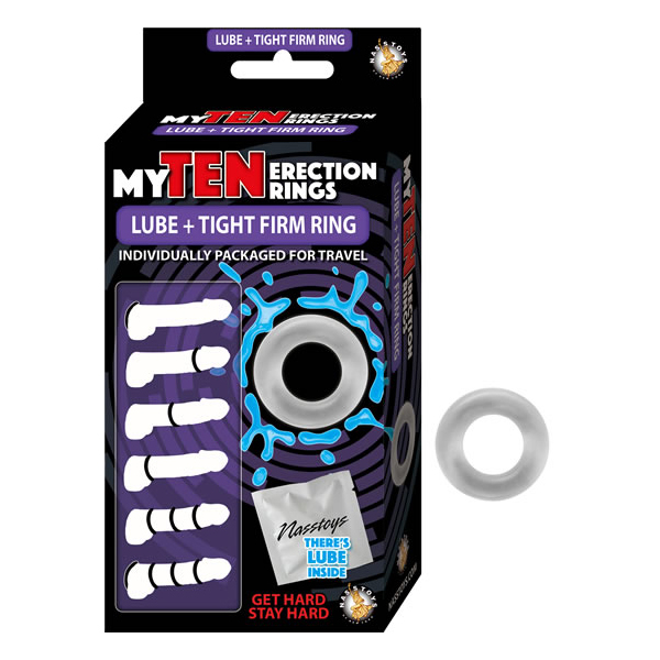 My Ten Erection Rings Lube + Tight Firm Ring Clear
