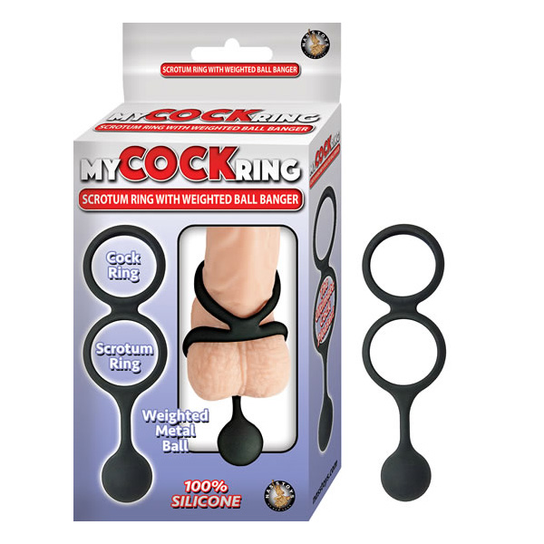 My Cock Ring Scrotum Ring With Weighted Ball Banger Black