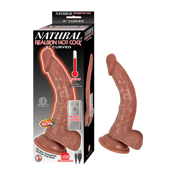 Natural Realskin Hot Cock Curved 8" Brown