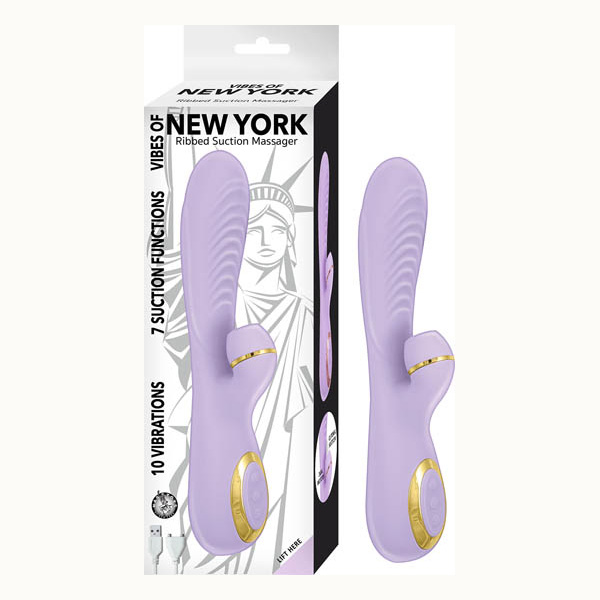 Vibes Of New York Ribbed Suction Massager Lavender