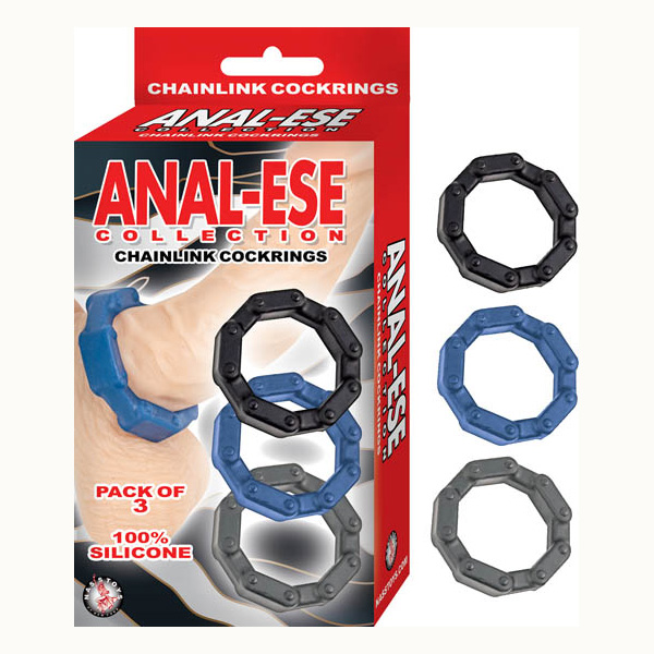 Anal Ese Collection Chainlink Cockrings Black/Blue/Grey