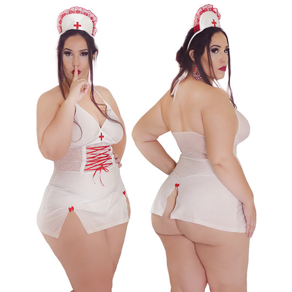 Nurse Plus Size Costume Dress G-String And Cap Naughty