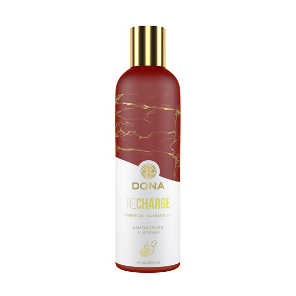Dona Essential Massage Oil Recharge Lemongrass & Ginger 4 oz.