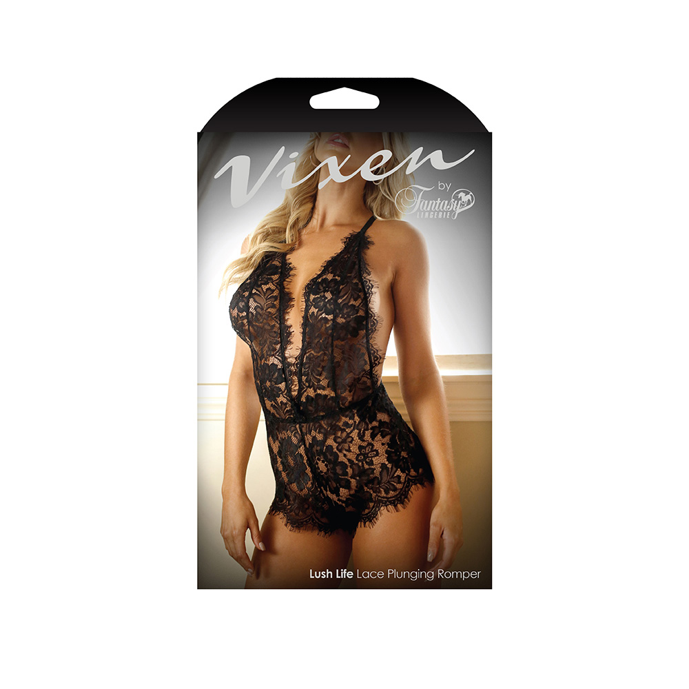 Lush Life Lace Plunging Romper - L/XL Boxed