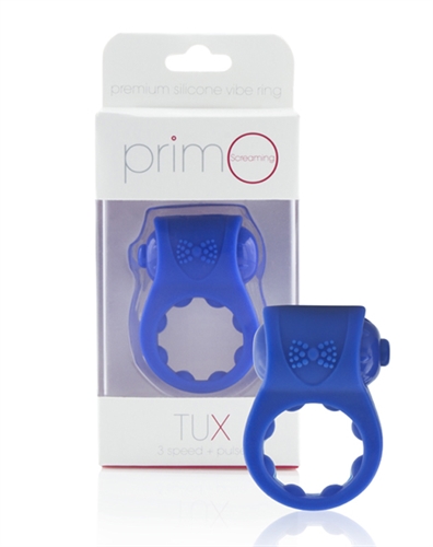 PrimO Tux Vibrating Cock Ring - Blue