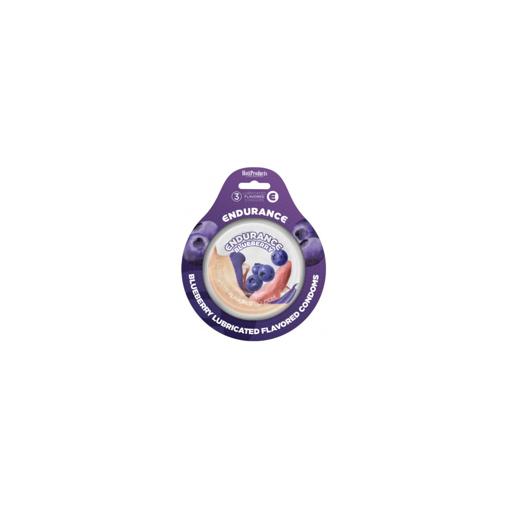 Endurance Flavored Condoms Blueberry 3Pk