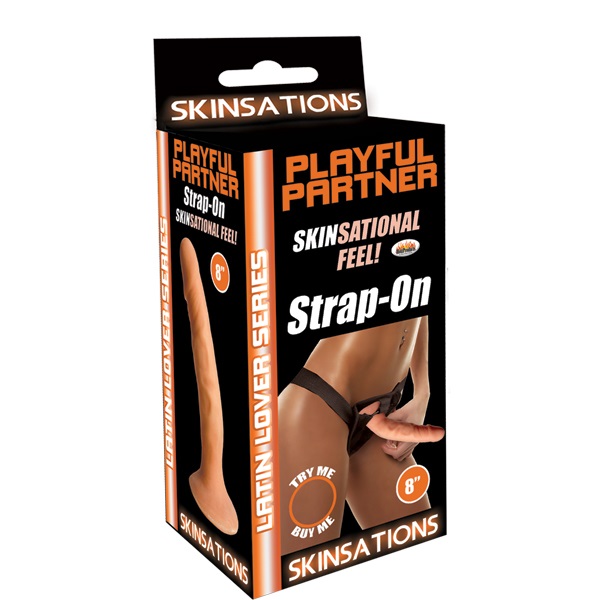 Skinsations Latin Lover Series Playful Partner Strap On Dildo With Harness 8"