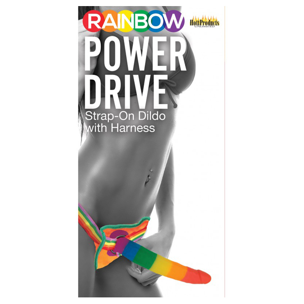 Rainbow Power Drive 7" Strap On Dildo With Harness