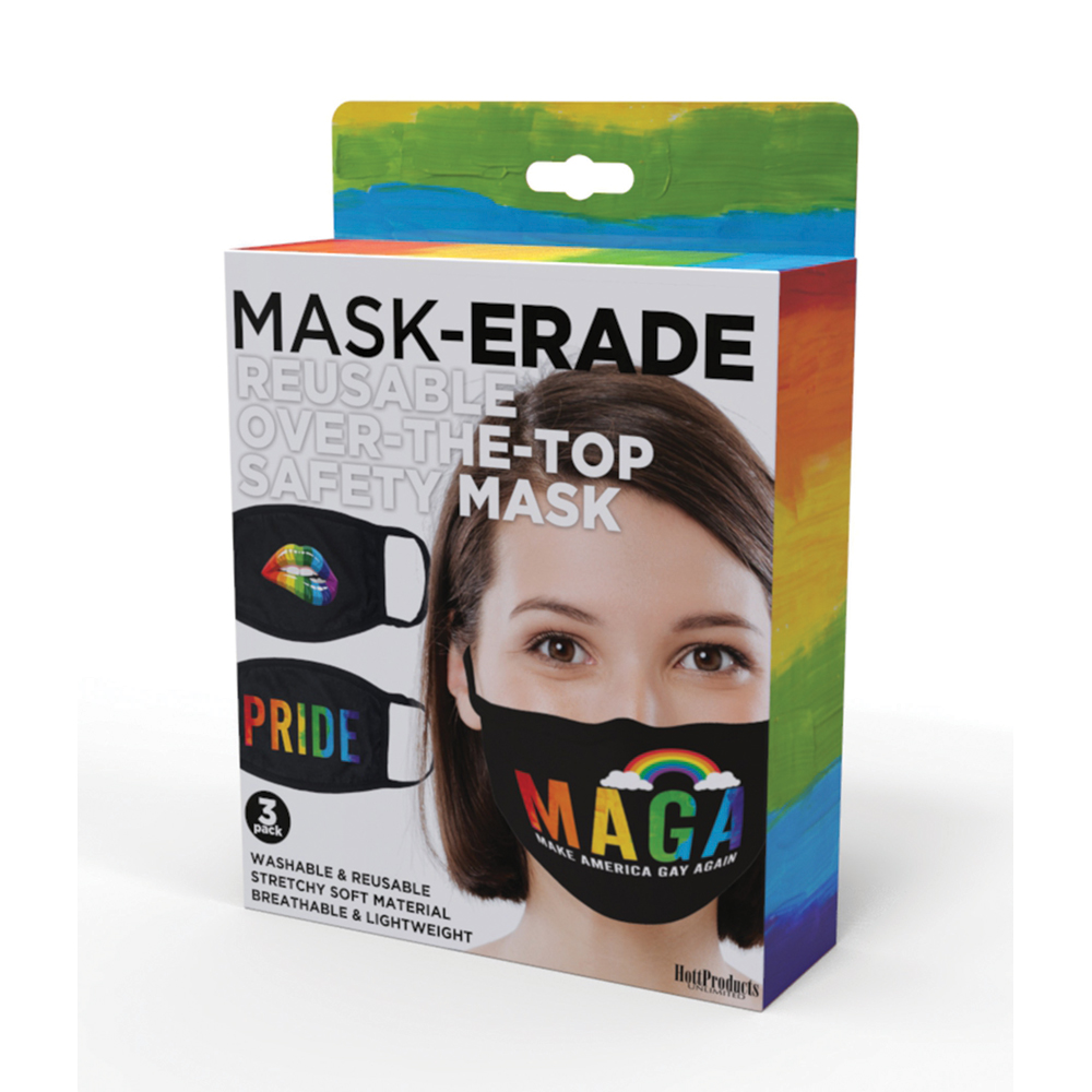 Maskerade Masks Pride/Gay Again/Rainbow Kiss 3Pk