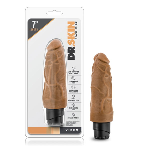 Dr. Skin Cock Vibe 9 7.5" Vibrating Cock Mocha