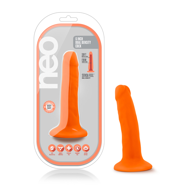 Neo 5.5" Dual Density Cock Neon Orange