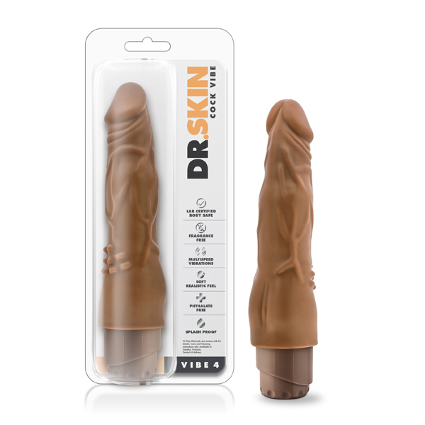 Dr. Skin Cock Vibe 4 - 8" Vibrating Cock Mocha