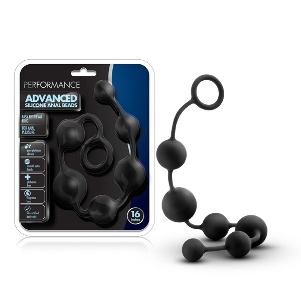 Performance 16" Silicone Anal Beads Black