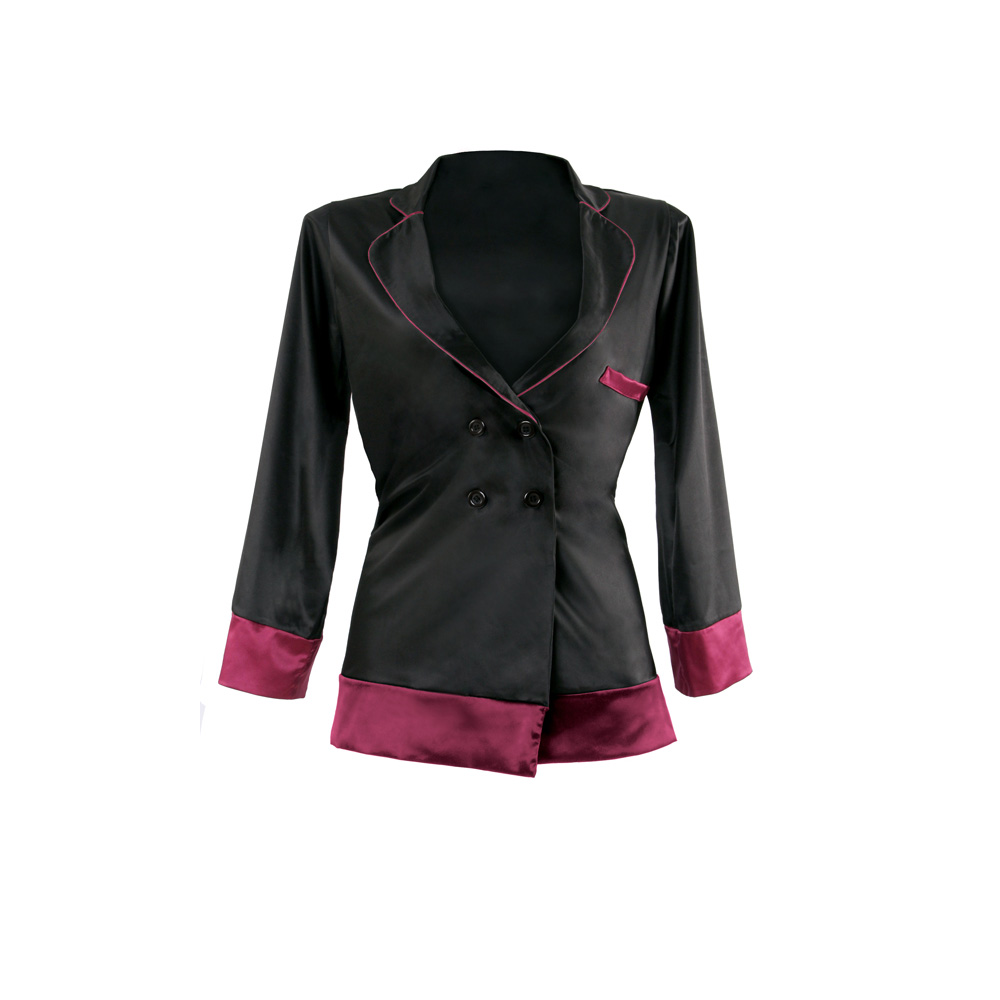 Marjorie Contrast Cuff Satin Blazer Jacket - L/XL (Garment Only - No Box)