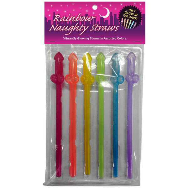 Rainbow Naughty Straws 6Ct