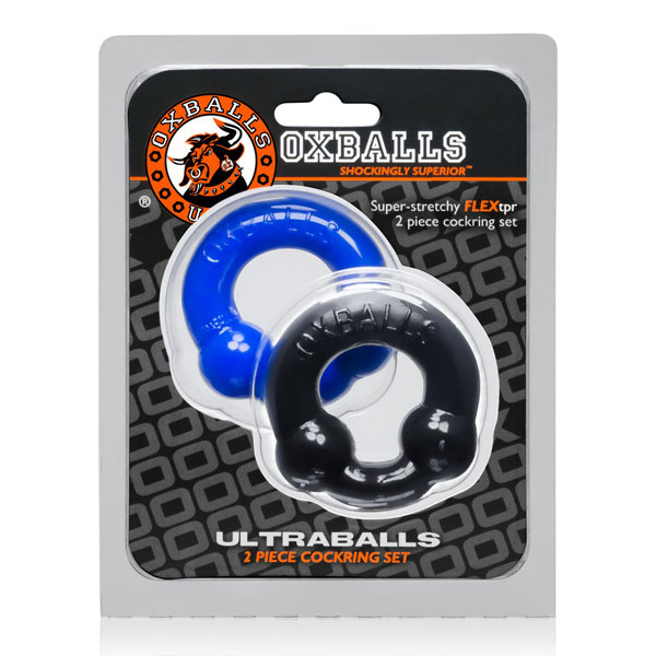 Ultraballs 2-Pack Cock Ring Black & Police Blue
