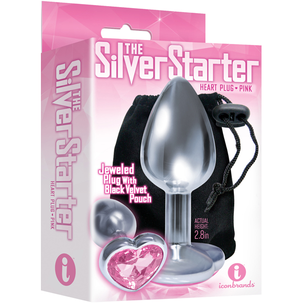The 9's The Silver Starter Bejeweled Heart Stainless Steel Plug Pink