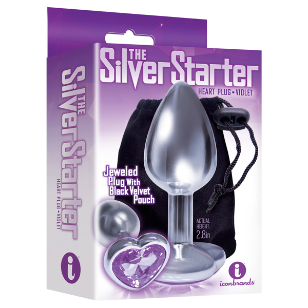 The 9's The Silver Starter Bejeweled Heart Stainless Steel Plug Violet