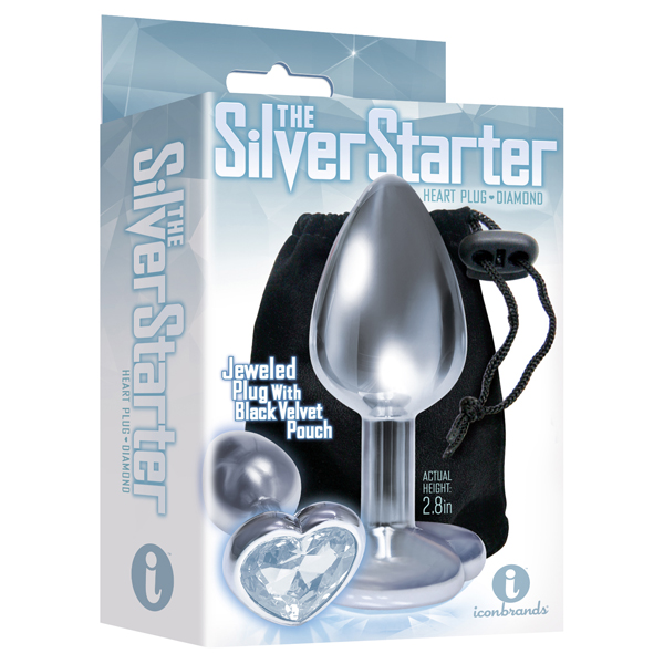 The 9's The Silver Starter Bejeweled Heart Stainless Steel Plug Diamond