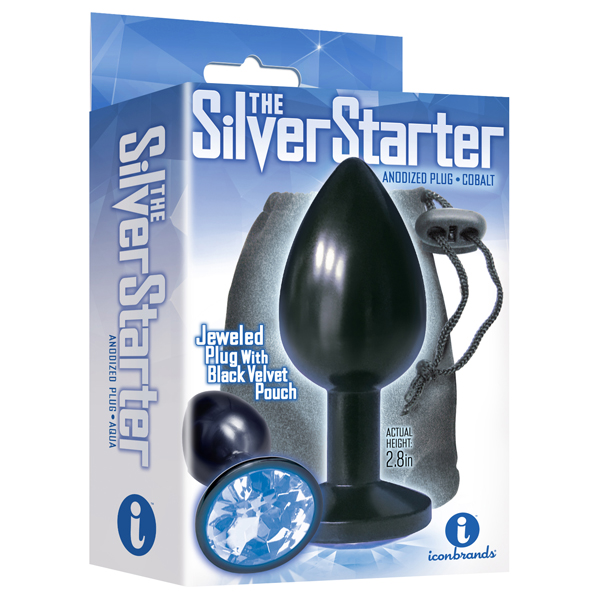 The 9's The Silver Starter Bejeweled Annodized Stainless Steel Plug Colbalt