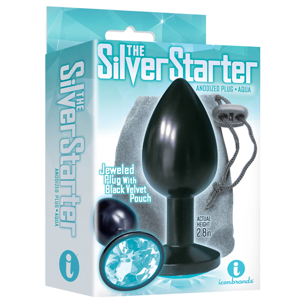 The 9's The Silver Starter Bejeweled Annodized Stainless Steel Plug Aqua