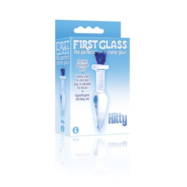 The 9's First Glass Kitty Love Glass Butt Plug Blue