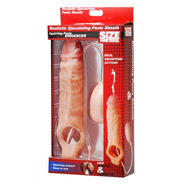 Size Matters Realistic Ejaculating Penis Enlargement Sheath Packaged