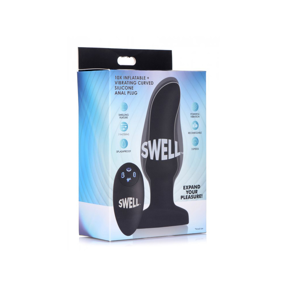 Swell Worlds First Remote Control Inflatable 10X Vibrating Curved Silicone Anal Plug