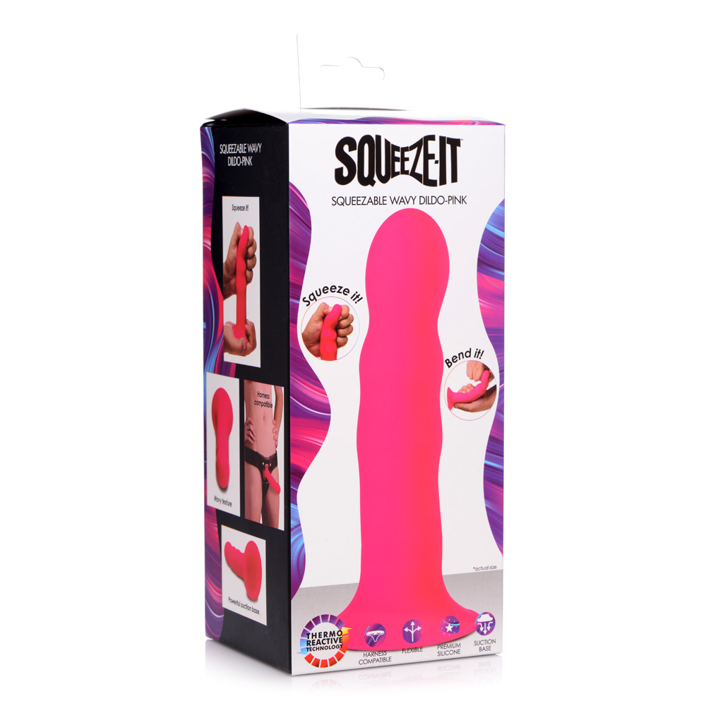 Squeeze-It Squeezable Wavy Dildo Pink