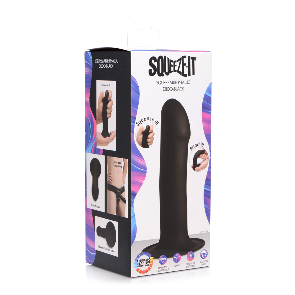 Squeeze-It Squeezable Phallic Dildo Black