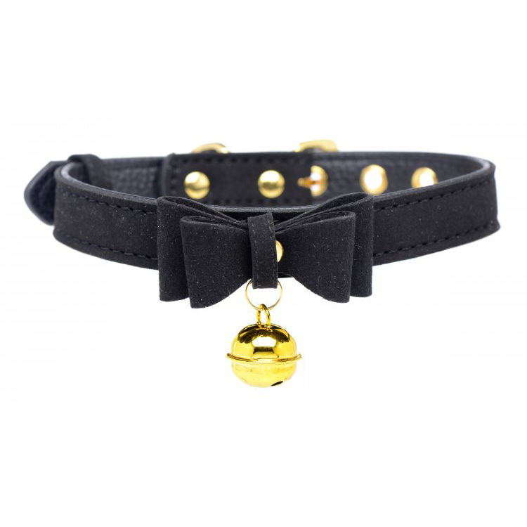 Master Series Golden Kitty Cat Bell Collar Black/Gold