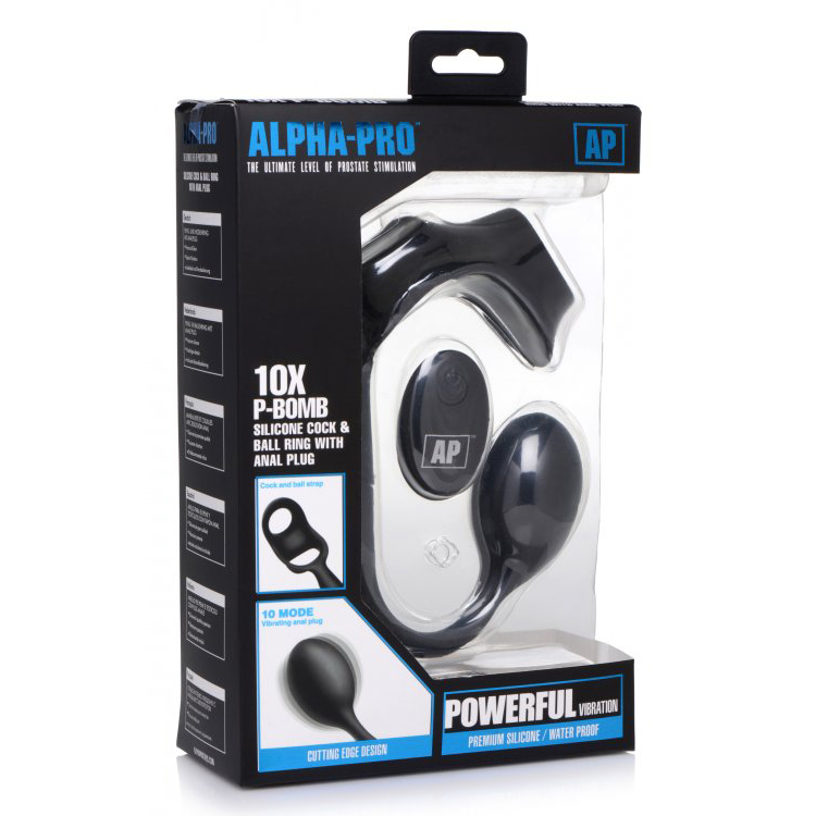 Alpha-Pro 10X P-Bomb Cock & Ball Ring W/ Plug