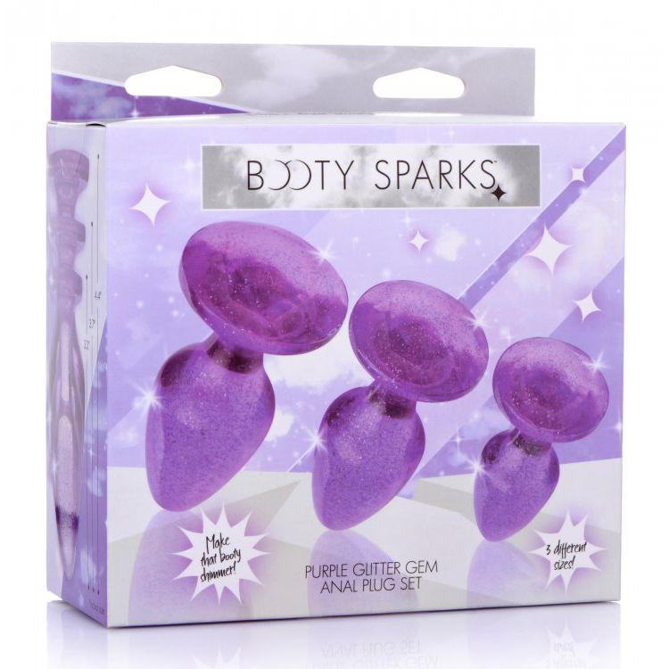 Booty Sparks Glitter Gem Anal Plug Set Purple
