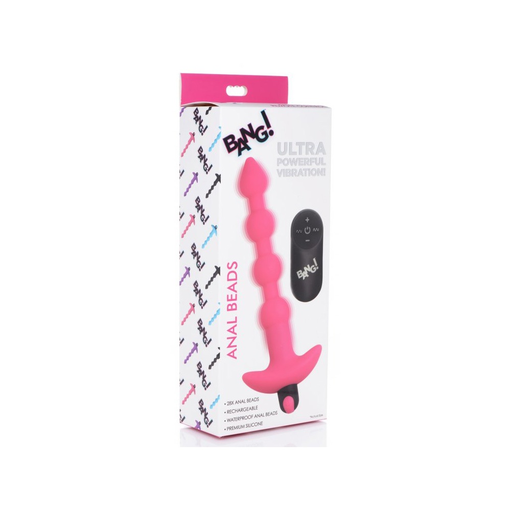 Bang! Vibrating Silicone Anal Beads & Remote Control Pink