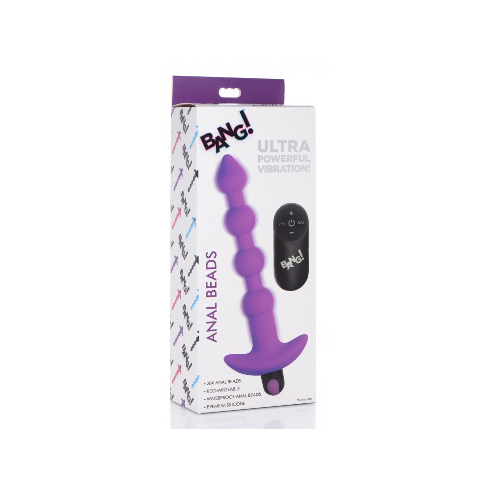 Bang! Vibrating Silicone Anal Beads & Remote Control Purple