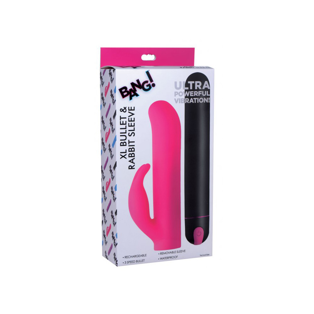 Bang! Xl Bullet & Rabbit Silicone Sleeve Pink