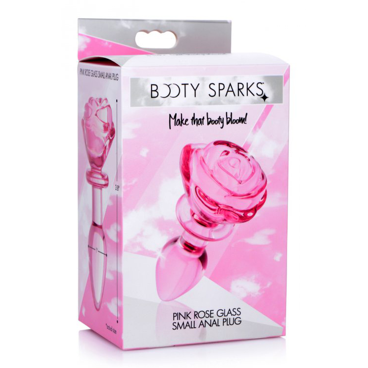 Booty Sparks Pink Rose Glass Small Anal Plug