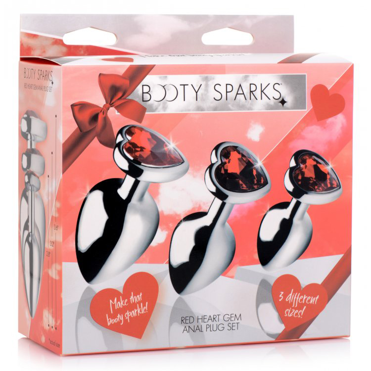 Booty Sparks Red Heart Gem Anal Plug Set