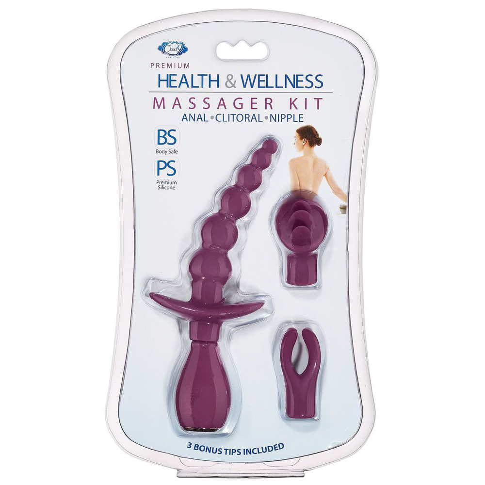 Cloud 9 Health & Wellness Rechargeable Vibrator  & Tips Plum