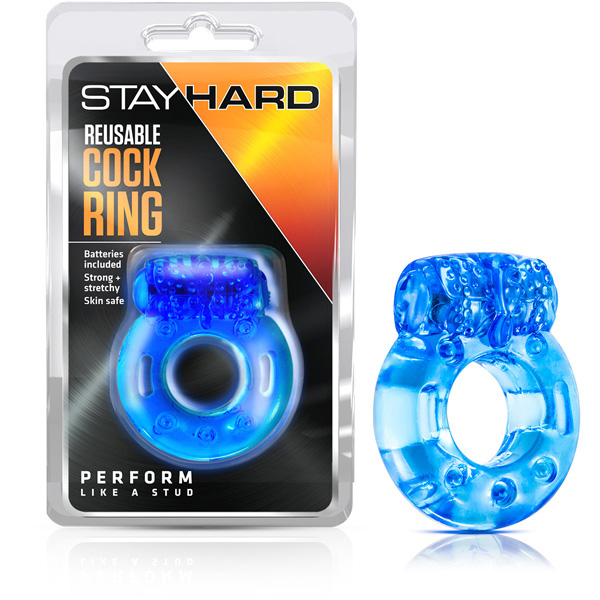 Stay Hard Silicone Double Loop Cock Ring Blue