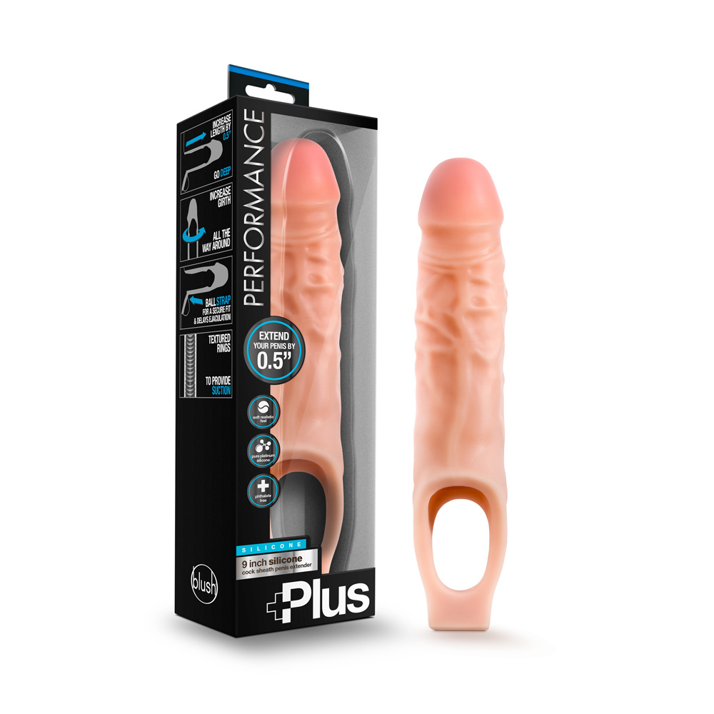 Performance Plus 9" Silicone Cock Sheath Penis Extender Vanilla