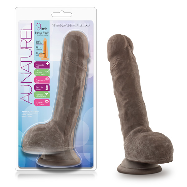 Au Naturel 9" Sensa Feel Dildo Chocolate