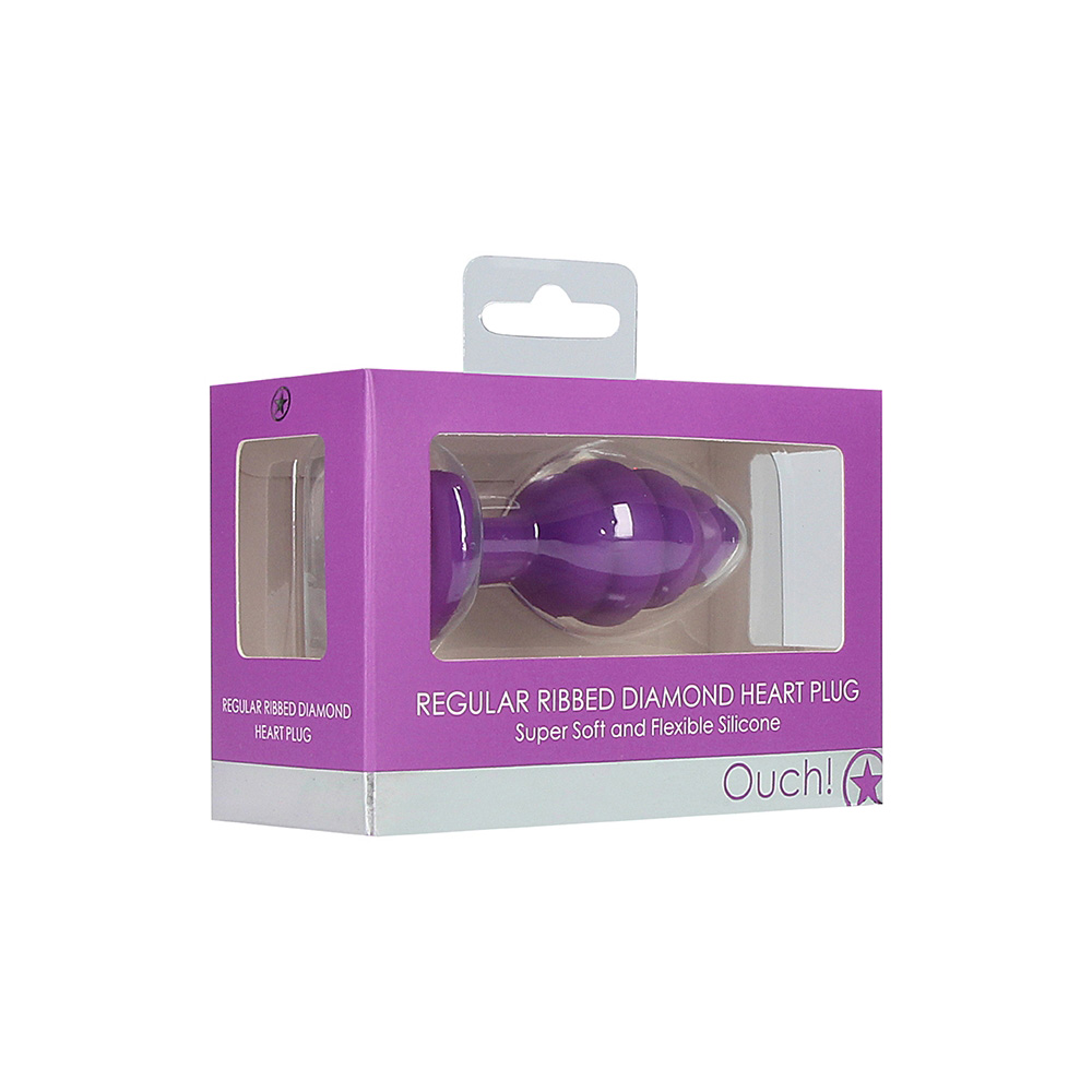 Regular Ribbed Diamond Heart Plug Purple