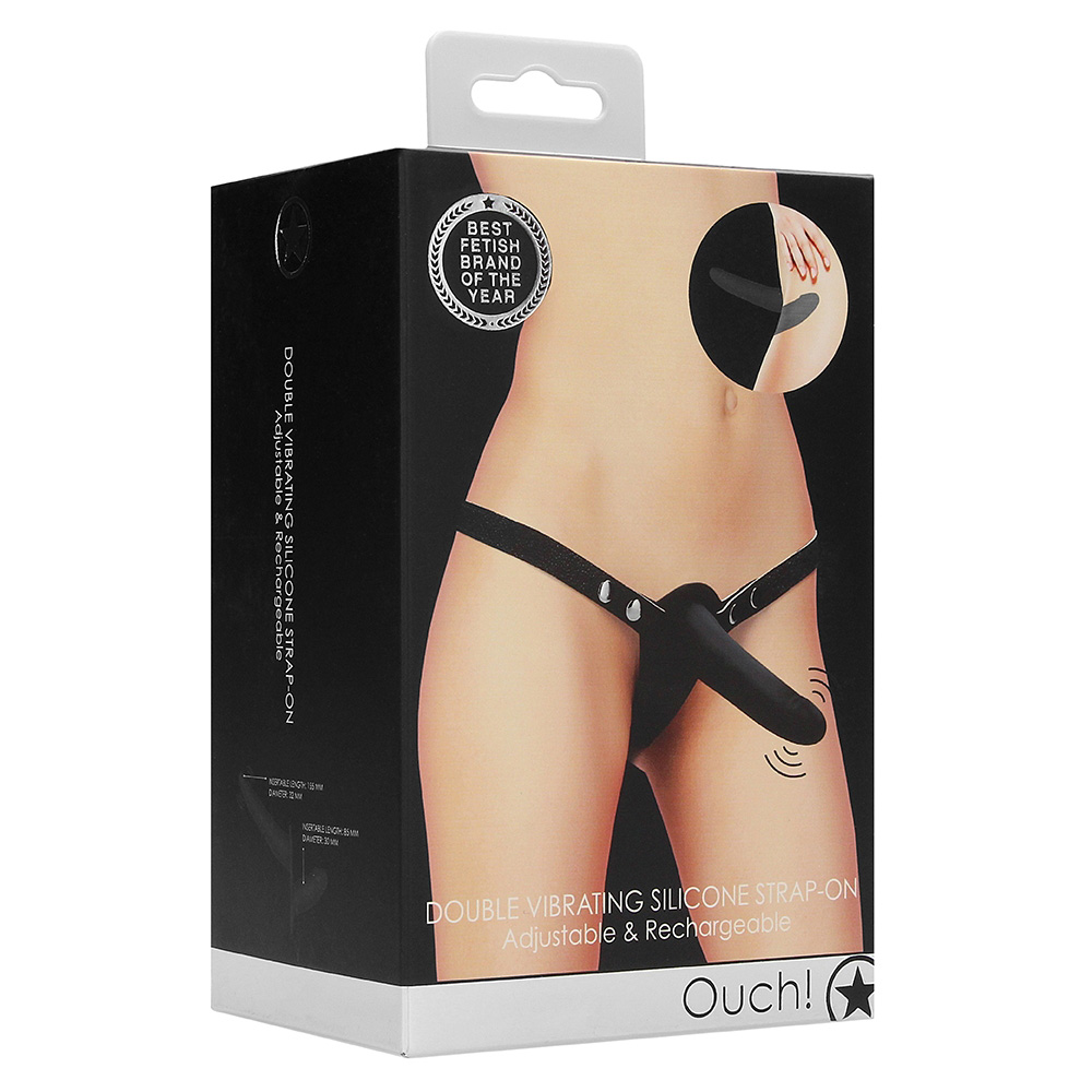Double Vibrating Silicone Strap-On Adjustable Black