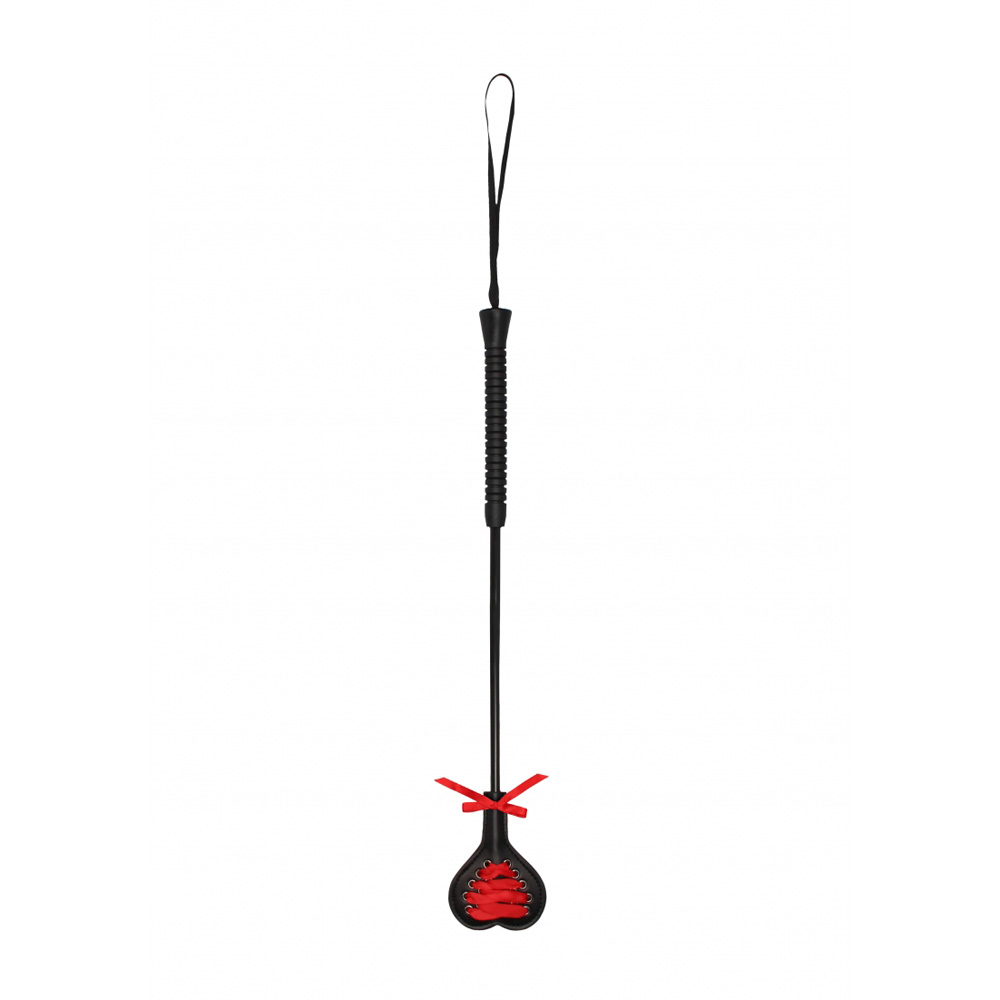 Ouch! Crop Black Heart With Red Lace Large