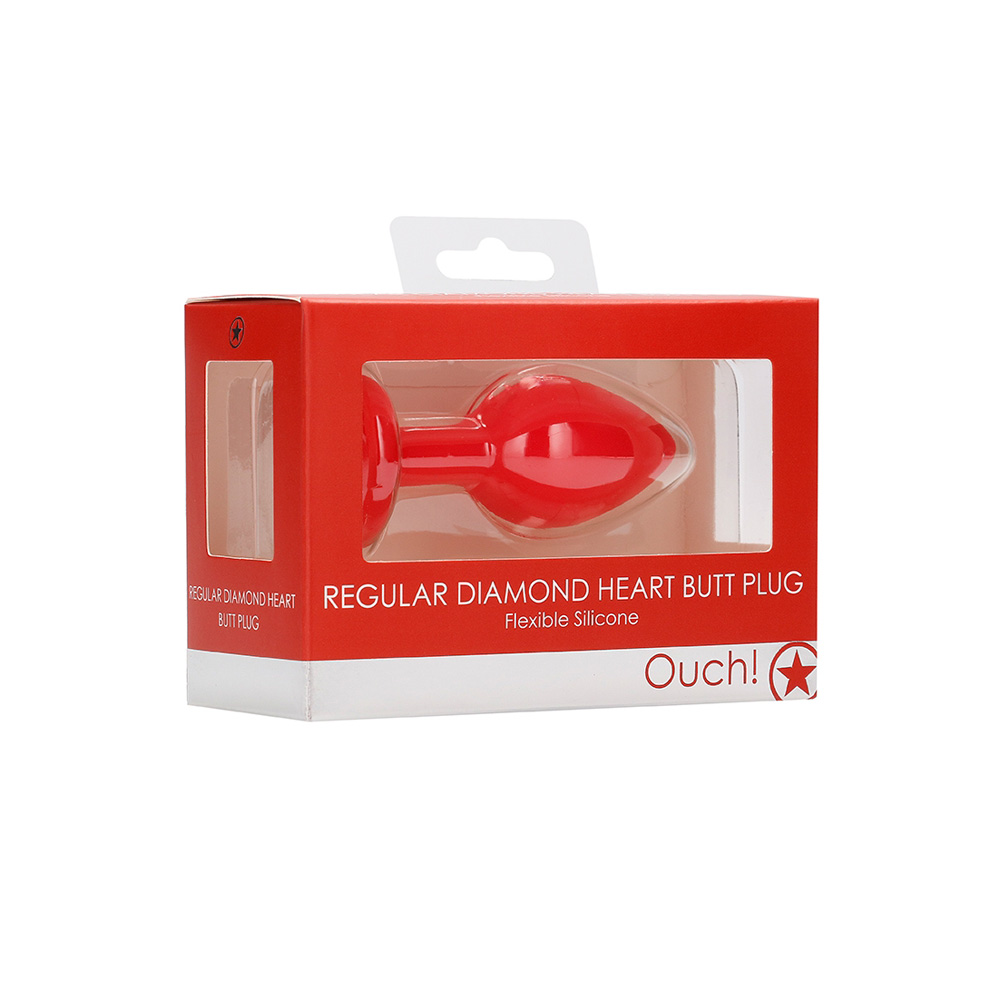 Ouch! Diamond Heart Butt Plug Regular Red