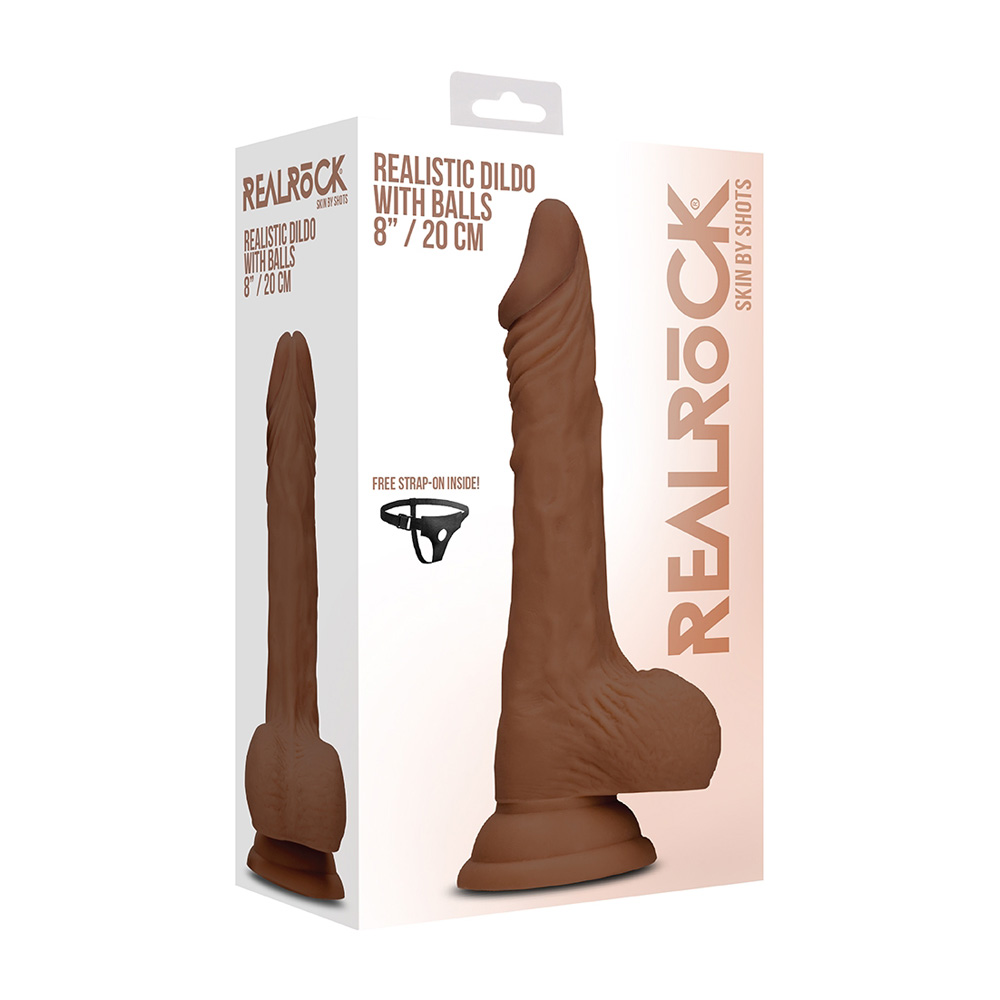 Realistic Dildo With Balls 20 Cm Brown