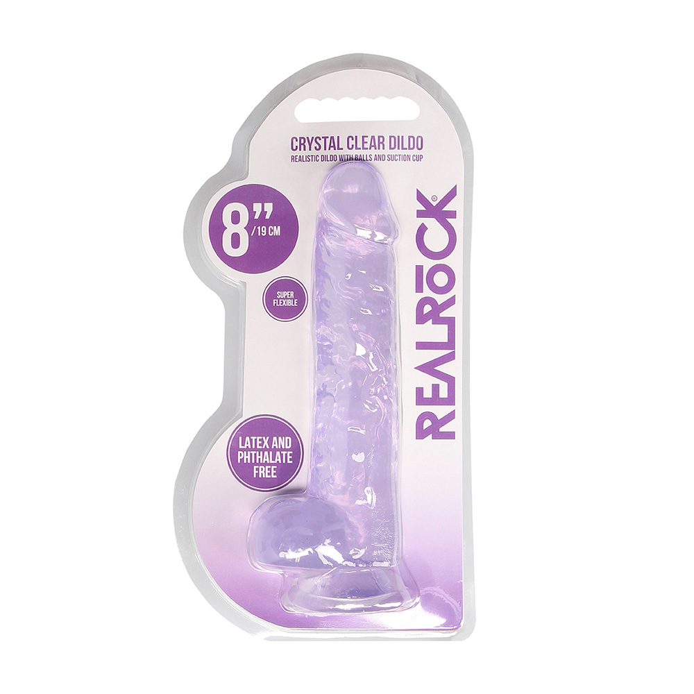 Realrock 8" Realistic Dildo With Balls Purple