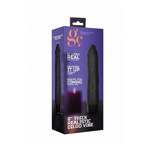 GC 8" Thick Realistic Dildo Vibe Black